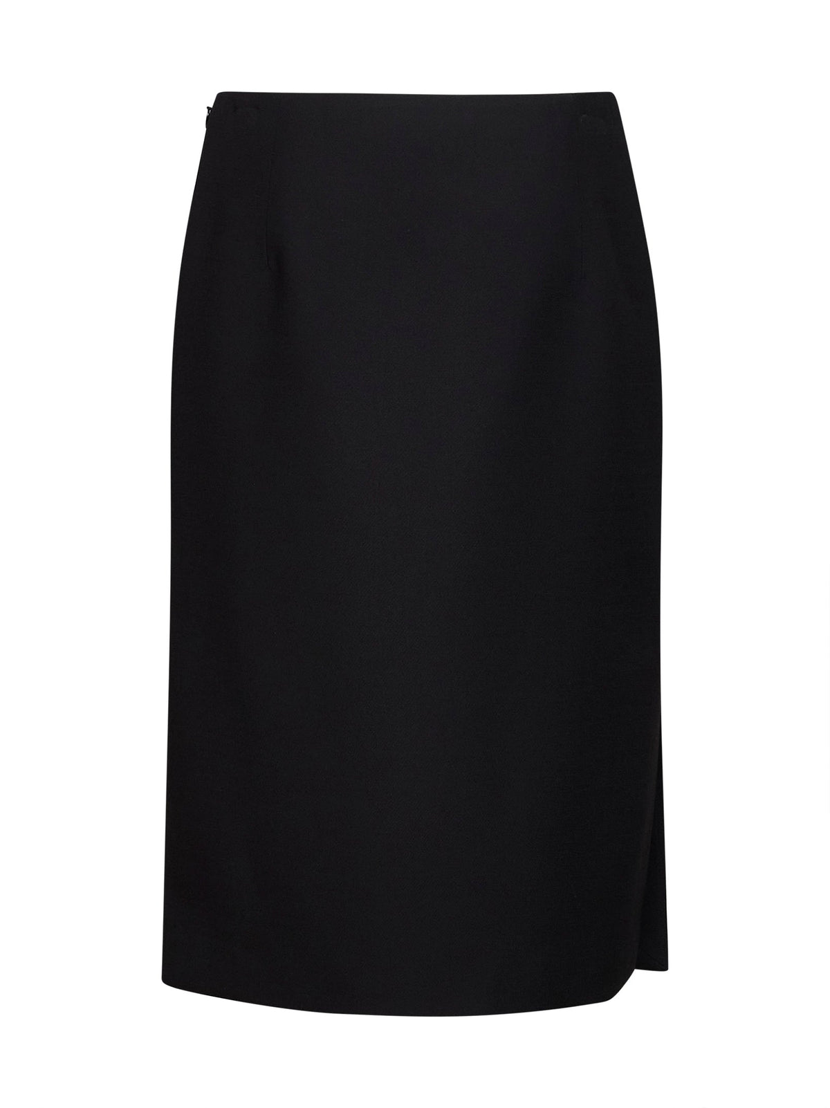 Fendi Women Black Wool And Silk Midi Pencil Skirt