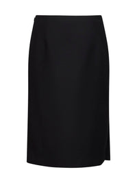 Fendi Women Black Wool And Silk Midi Pencil Skirt