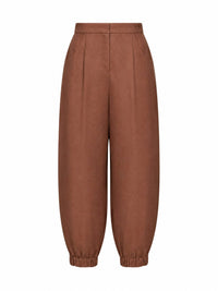 Fendi Women Brown Linen And Cotton High-Rise Balloon Trousers