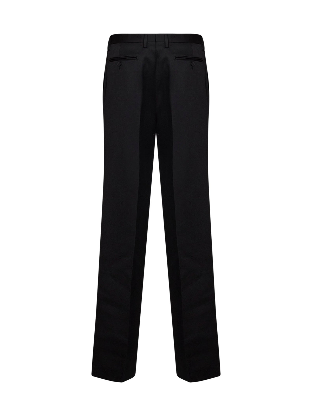 Fendi Women Black Grain De Poudre Wool Regular-Fit Trousers