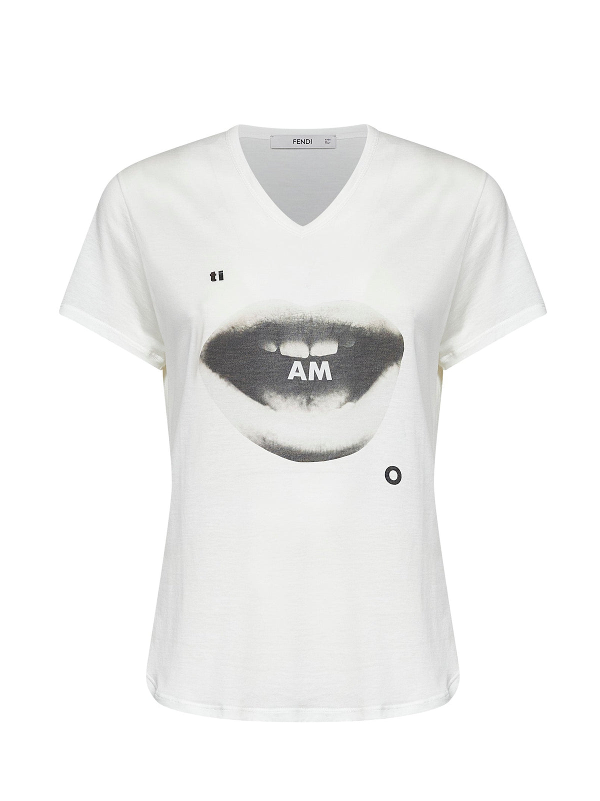 FENDI Fendi Women Ivory Cotton Jersey T-Shirt With Ti Amo Print