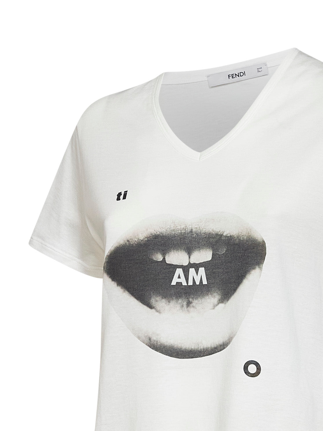 FENDI Fendi Women Ivory Cotton Jersey T-Shirt With Ti Amo Print