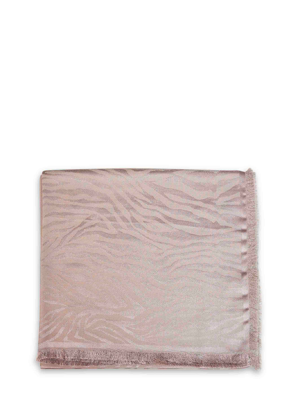 Fendi Silk Women Taupe Tiger Animalier Silk And Cashmere Jacquard Stole