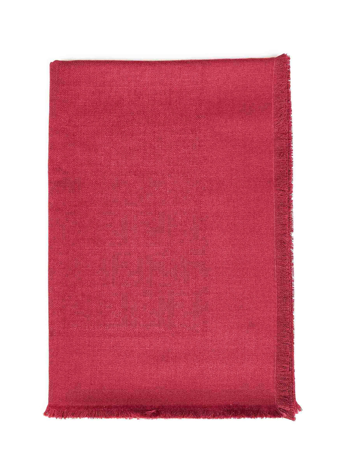 Fendi Silk Women Dark Red Ff Wool And Silk And Cashmere Shawl<Br/>