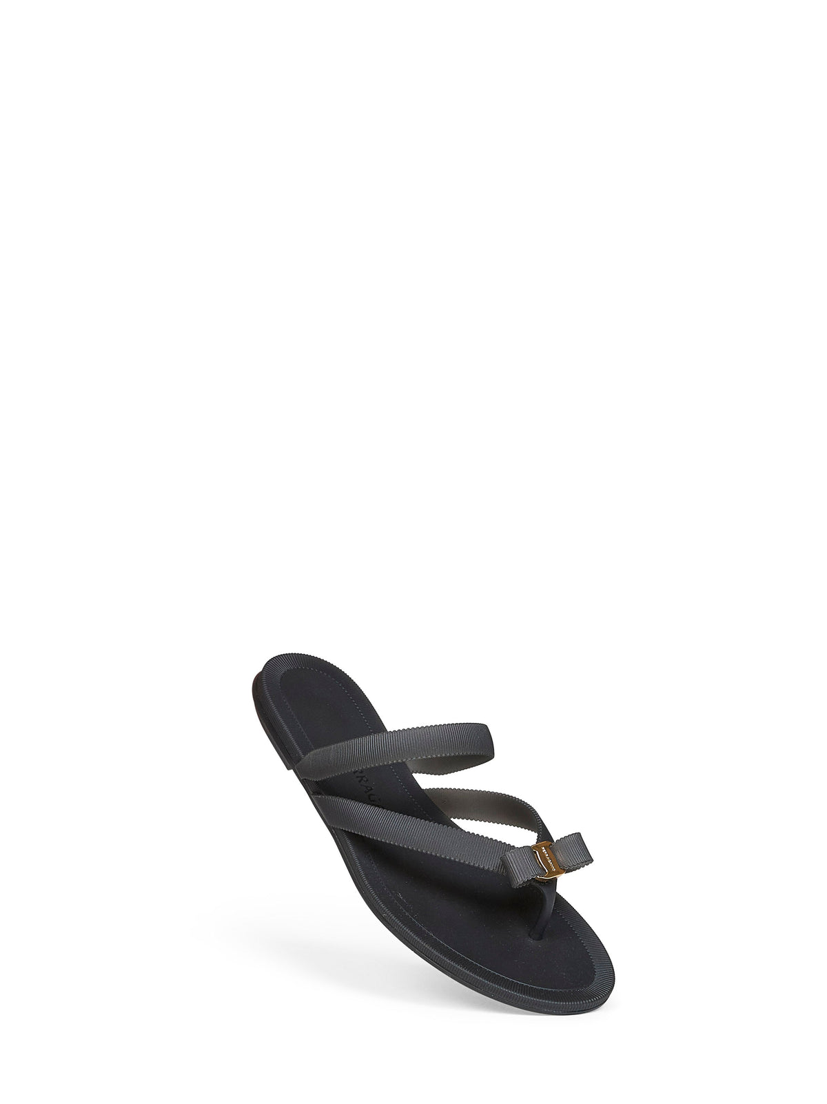 FERRAGAMO Ferragamo Women Black Rubber Vara Bow Thong Sandals