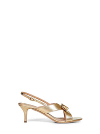 Ferragamo Women Gold Laminated Nappa Leather Rima Vara Bow Sandals