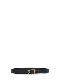 Ferragamo Women Black Smooth Leather Double Gancini Belt
