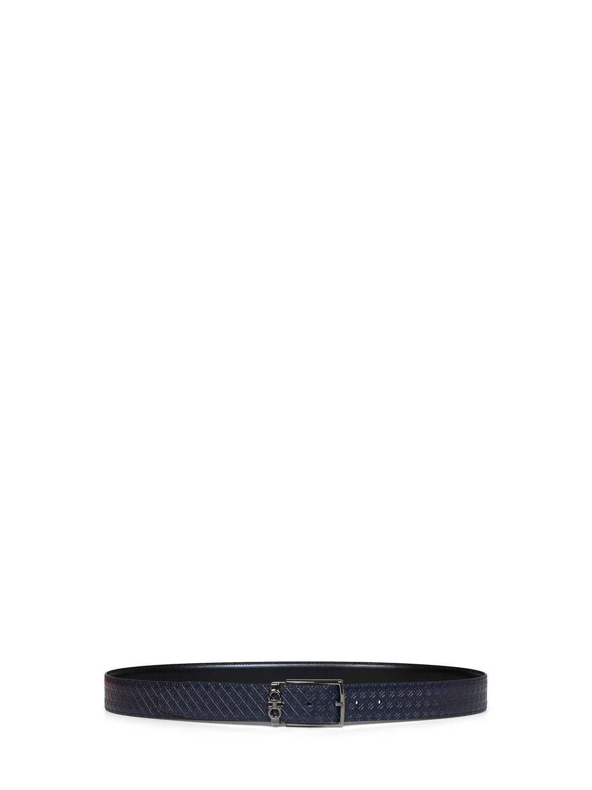 Ferragamo Men Midnight Blue And Black Reversible Gancini Belt