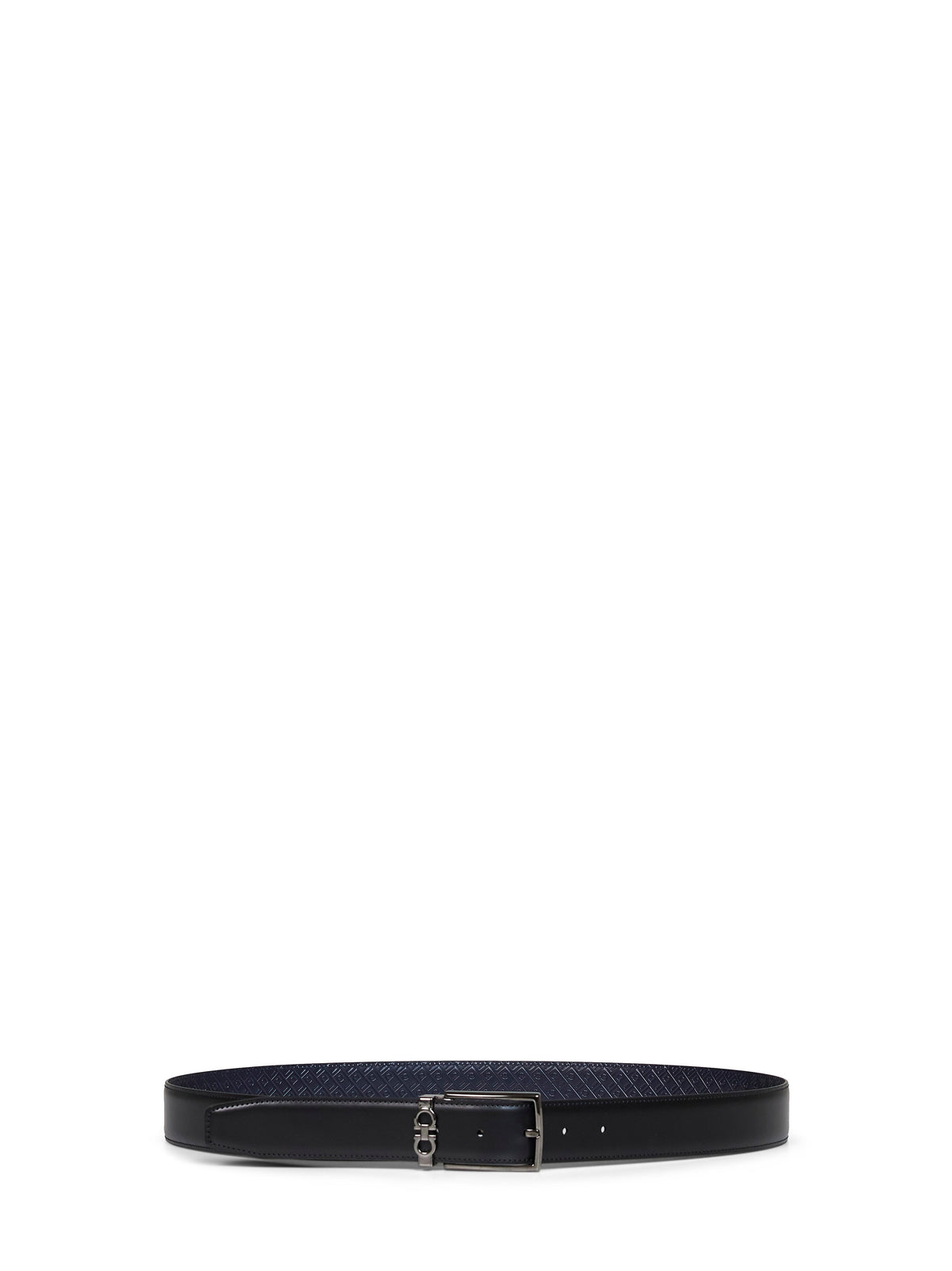 Ferragamo Men Midnight Blue And Black Reversible Gancini Belt