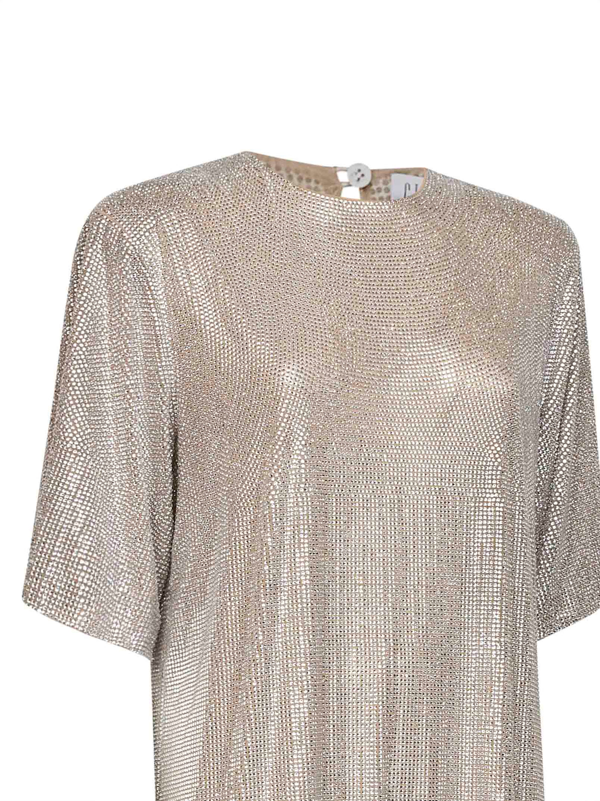 GIUSEPPE DI MORABITO Giuseppe Di Morabito Women Silver Crystal-Embellished Tulle T-Shirt Mini Dress