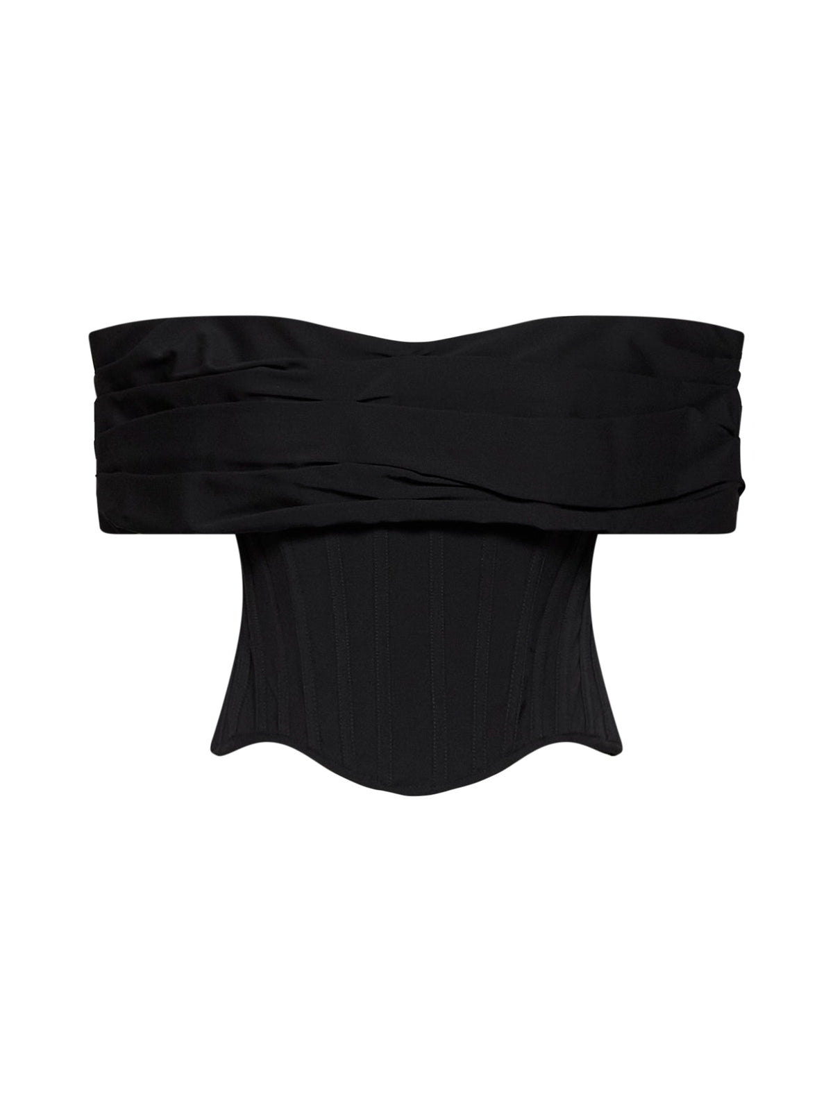 Giuseppe Di Morabito Women Black Stretch Canvas Off-The-Shoulder Bustier Top
