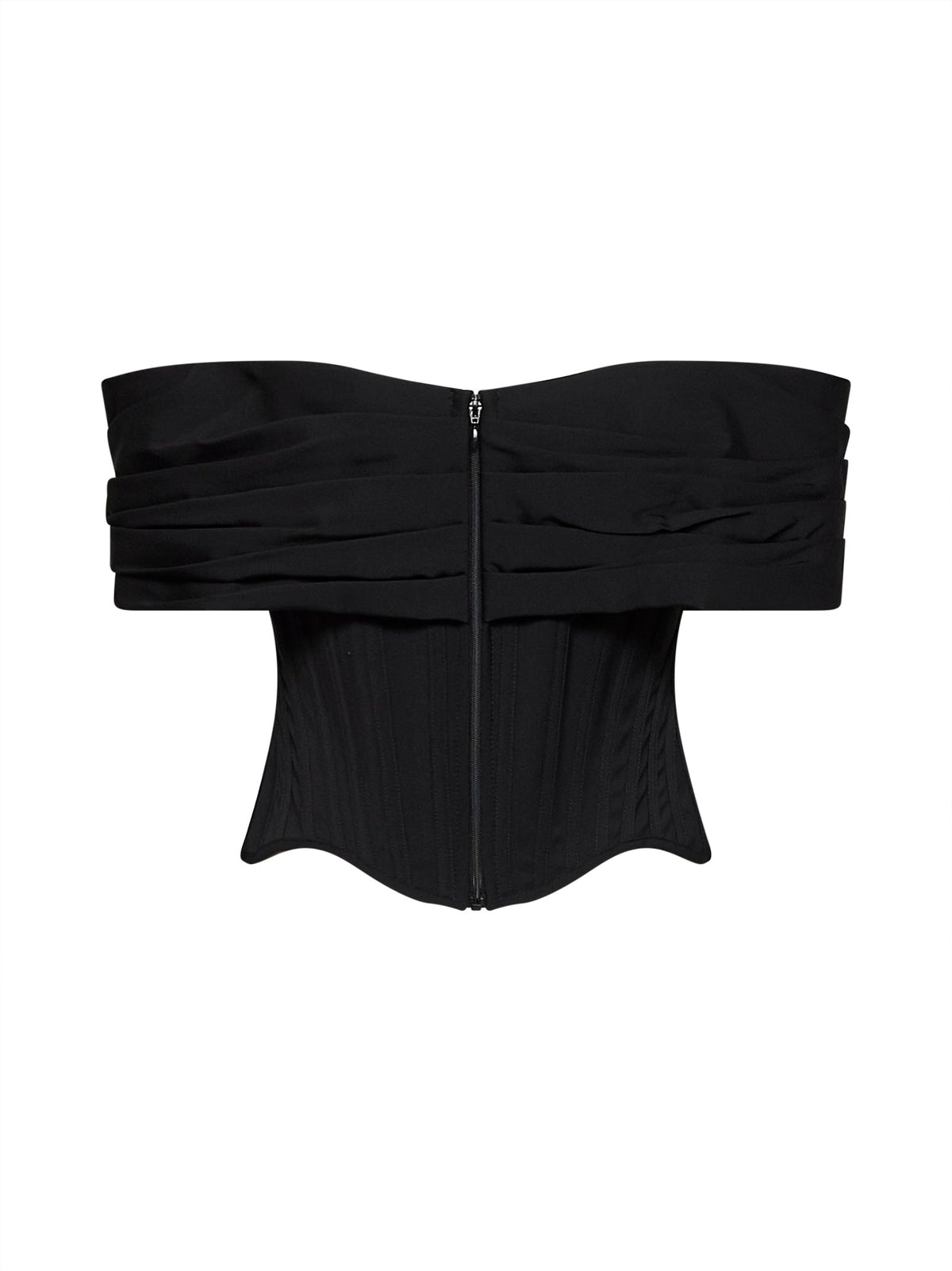 Giuseppe Di Morabito Women Black Stretch Canvas Off-The-Shoulder Bustier Top