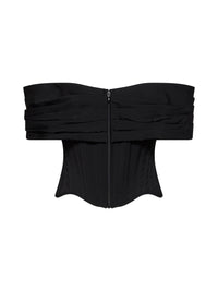Giuseppe Di Morabito Women Black Stretch Canvas Off-The-Shoulder Bustier Top