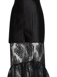 GIUSEPPE DI MORABITO Giuseppe Di Morabito Women Black Striped Satin Jacquard Bustier Dress With Lace Skirt