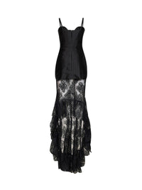 GIUSEPPE DI MORABITO Giuseppe Di Morabito Women Black Striped Satin Jacquard Bustier Dress With Lace Skirt