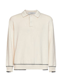 GOLDEN GOOSE Golden Goose Men White Cotton Knit Polo Shirt With Print