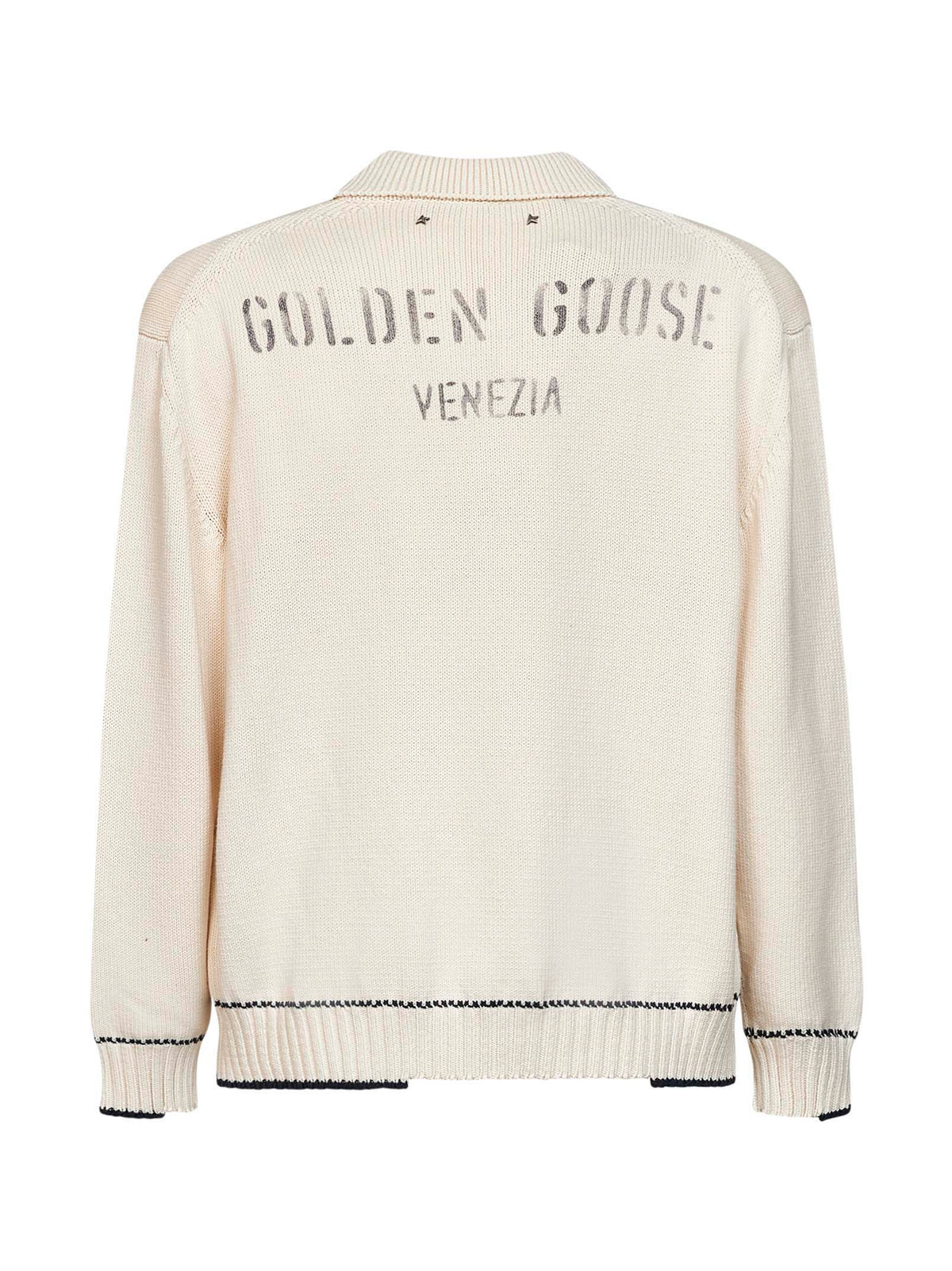 GOLDEN GOOSE Golden Goose Men White Cotton Knit Polo Shirt With Print