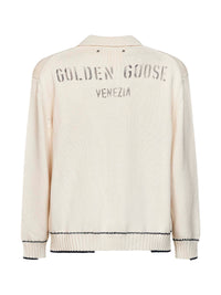 GOLDEN GOOSE Golden Goose Men White Cotton Knit Polo Shirt With Print