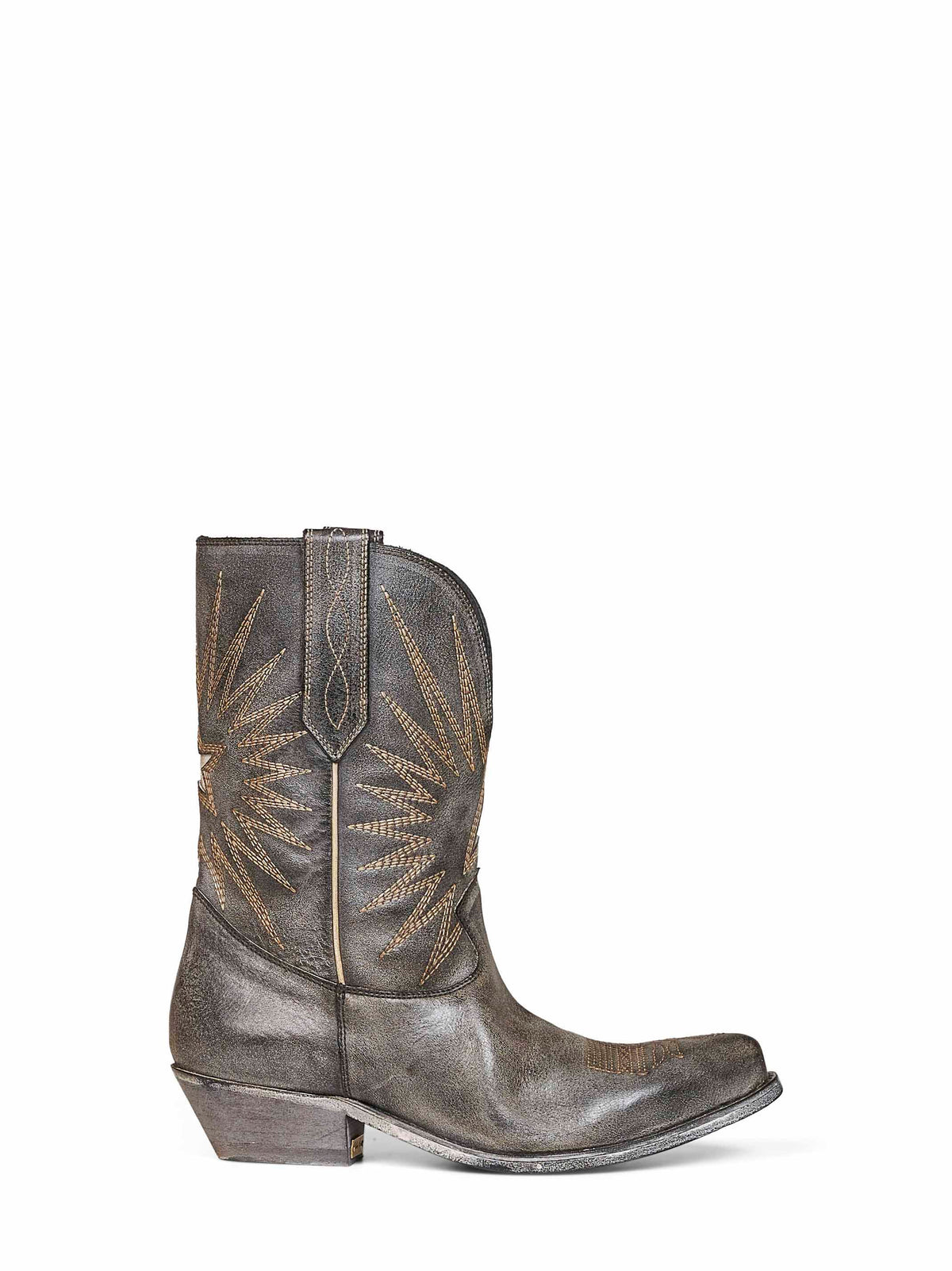 GOLDEN GOOSE Golden Goose Women Black Leather Wish Star Low Boots With Silver Star