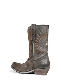 GOLDEN GOOSE Golden Goose Women Black Leather Wish Star Low Boots With Silver Star