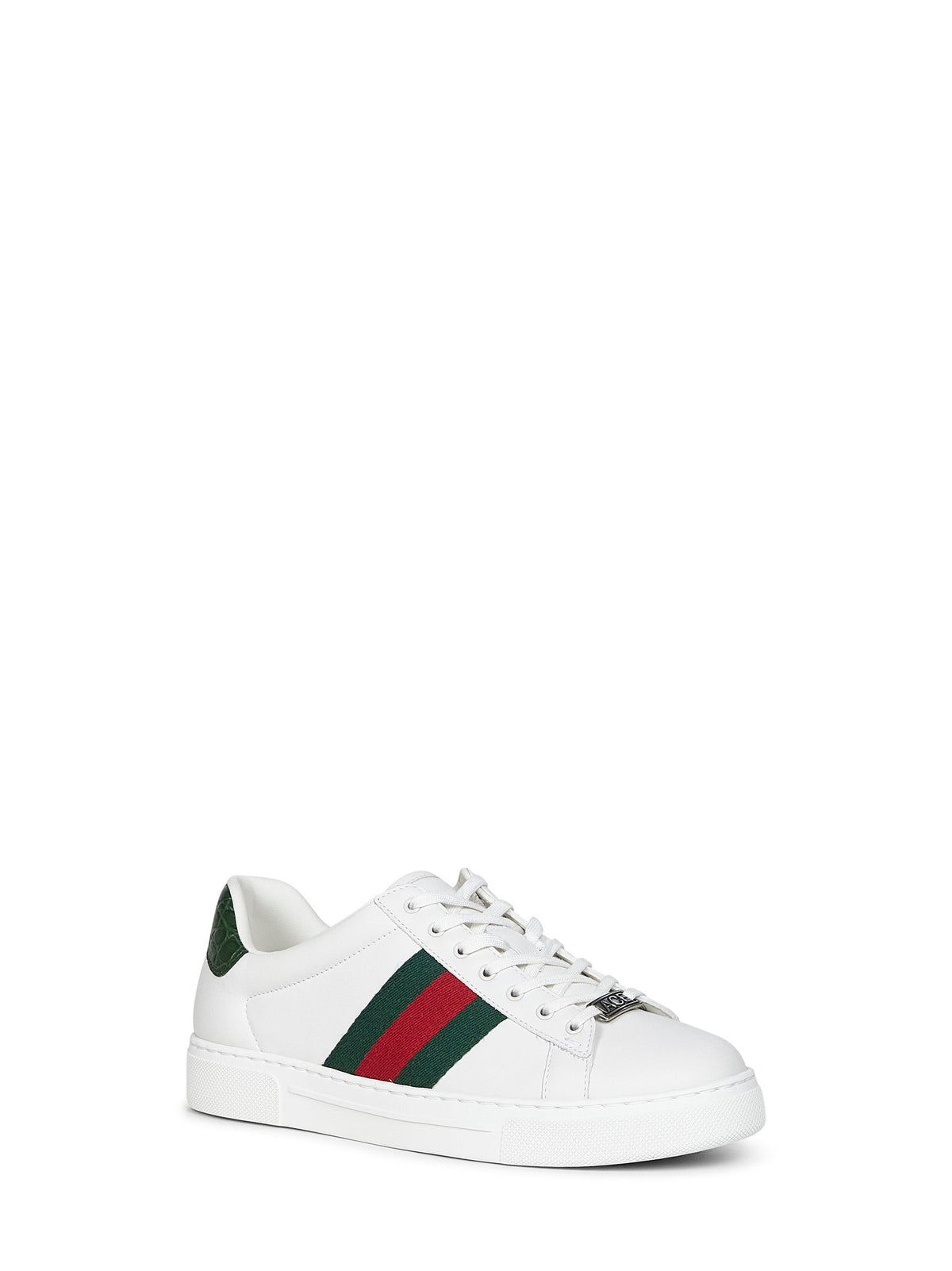 Gucci Men White Leather Gucci Ace Sneakers