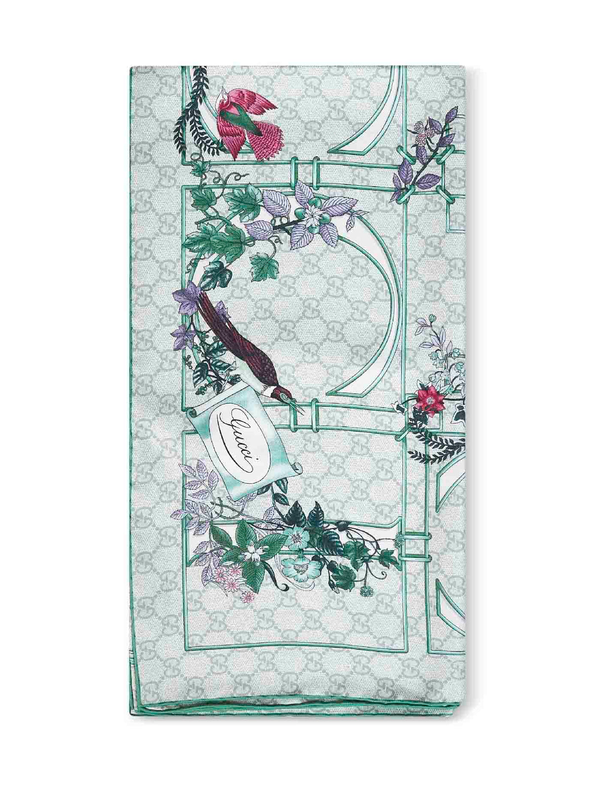 GUCCI Gucci Women Green Printed Silk Twill Scarf