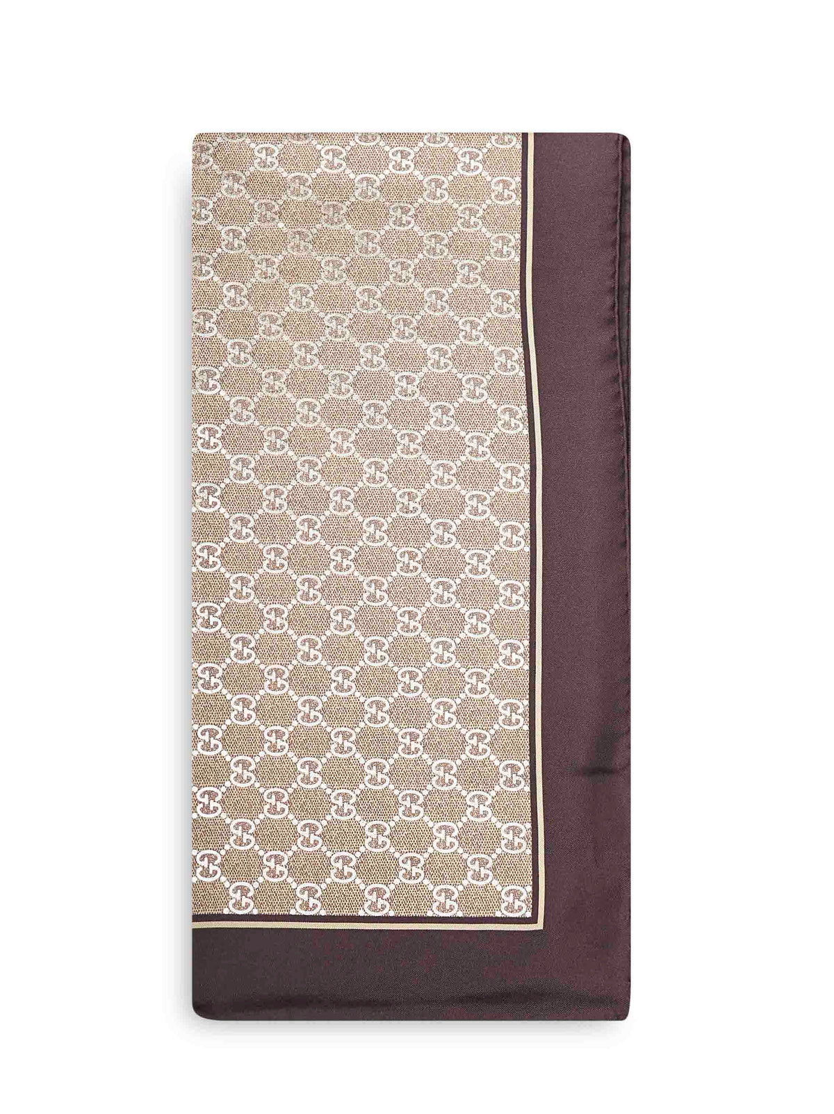 Gucci Women Brown Laminated Printed Silk Twill Carré