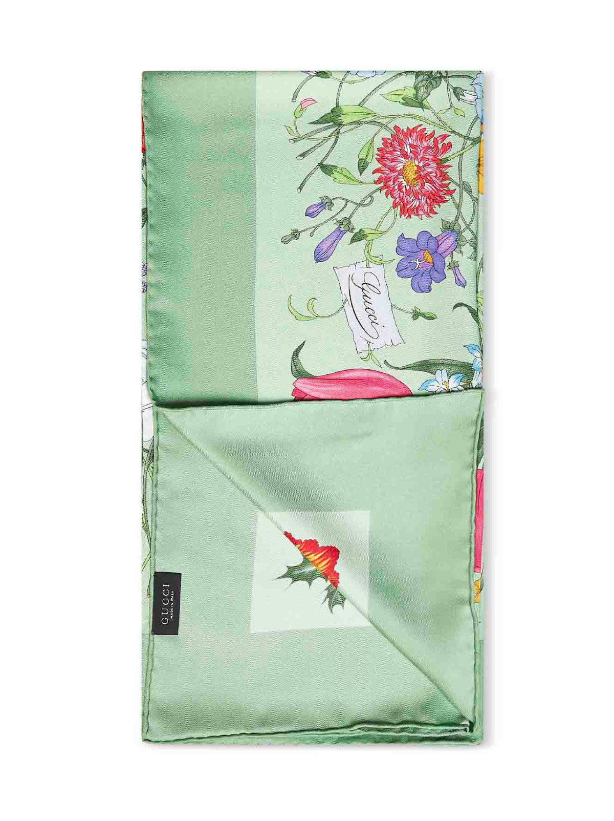 GUCCI Gucci Women Green Printed Silk Twill Scarf