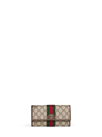 Gucci Women Beige And Dark Brown Ophidia Continental Wallet