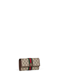 Gucci Women Beige And Dark Brown Ophidia Continental Wallet