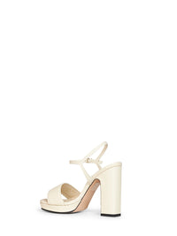GUCCI Gucci Women Ivory Leather Platform Sandals With Double G