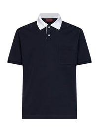 GUCCI Gucci Men Blue Stretch Cotton Pique Polo Shirt