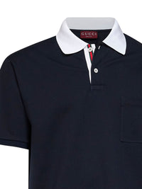 GUCCI Gucci Men Blue Stretch Cotton Pique Polo Shirt