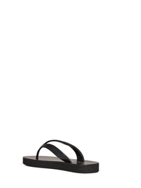 GUCCI Gucci Women Black Nappa Leather Platform Thong Sandals With Double G