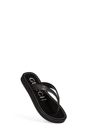 GUCCI Gucci Women Black Nappa Leather Platform Thong Sandals With Double G