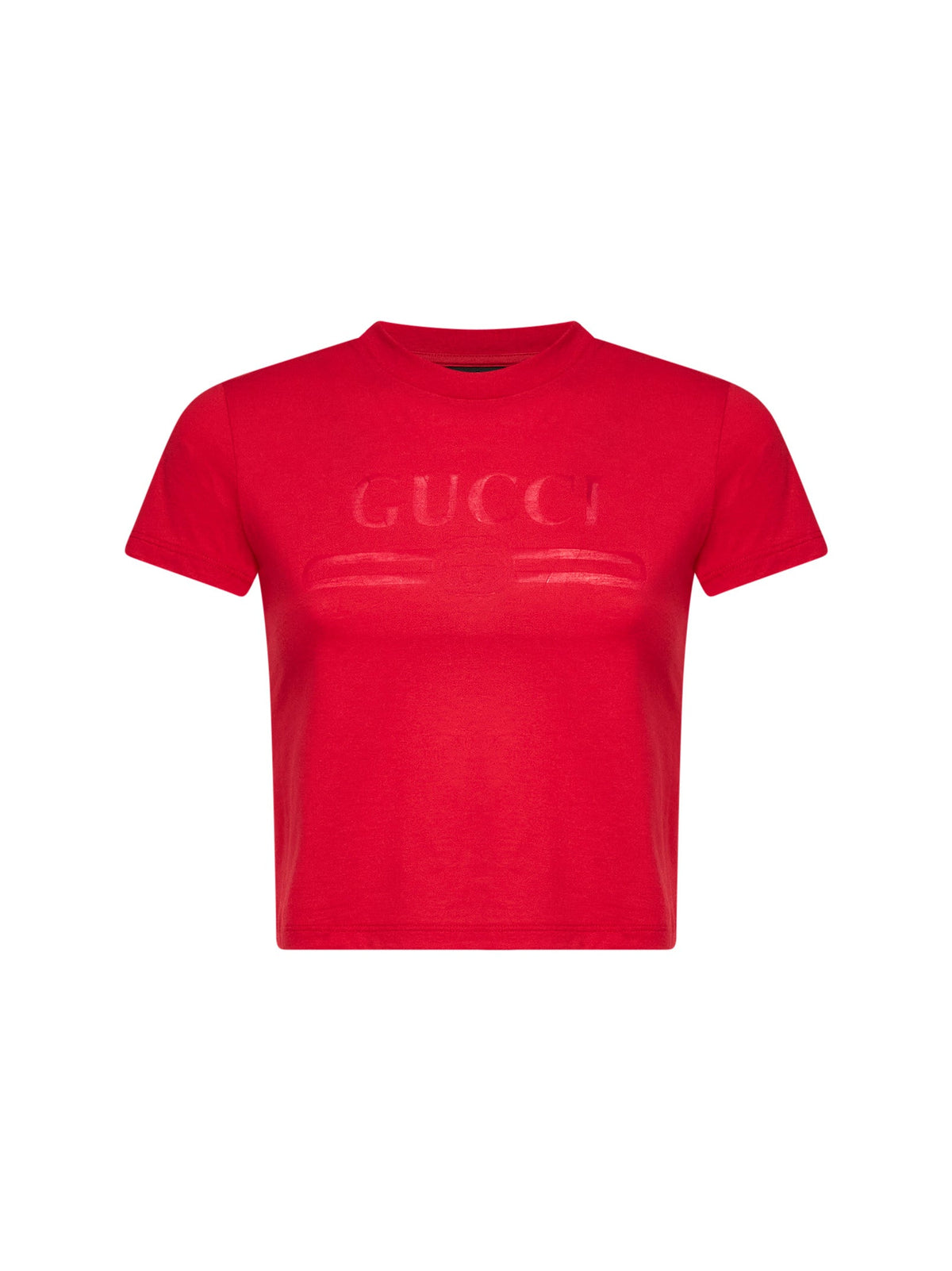 GUCCI Gucci Women Red Jersey Cropped T-Shirt With Devoré Detail