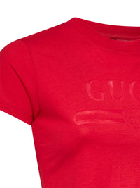 GUCCI Gucci Women Red Jersey Cropped T-Shirt With Devoré Detail