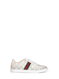 Gucci Women White Laser-Cut Gg Leather Stretch Low-Top Sneakers