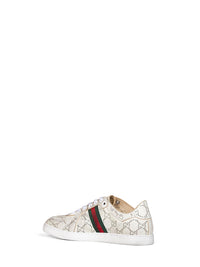 Gucci Women White Laser-Cut Gg Leather Stretch Low-Top Sneakers