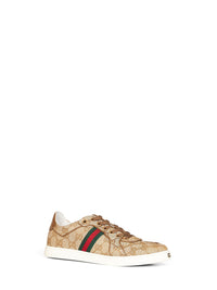 Gucci Women Beige Canvas Gg Stretch Sneakers
