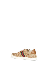 Gucci Women Beige Canvas Gg Stretch Sneakers