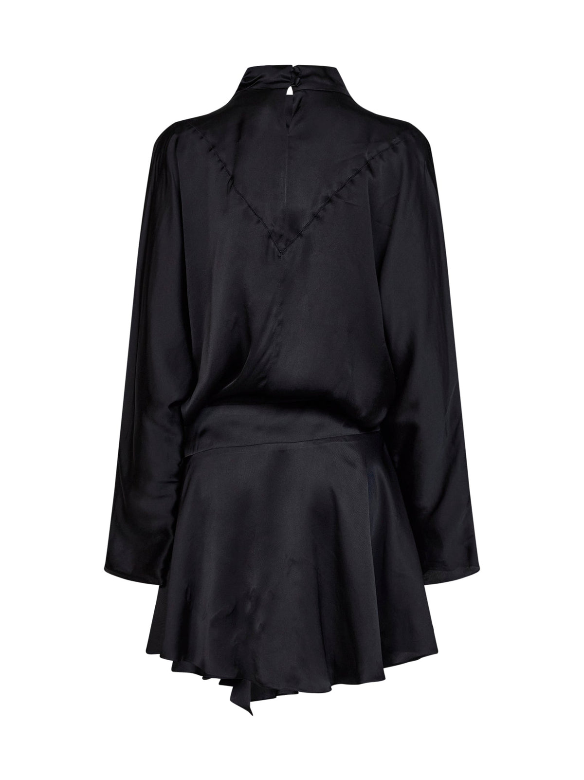 Isabel Marant Women Black Satin Neline Draped Mini Dress