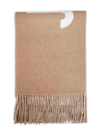 Jacquemus Women Taupe Wool The Jacquemus Fringe Logo Scarf