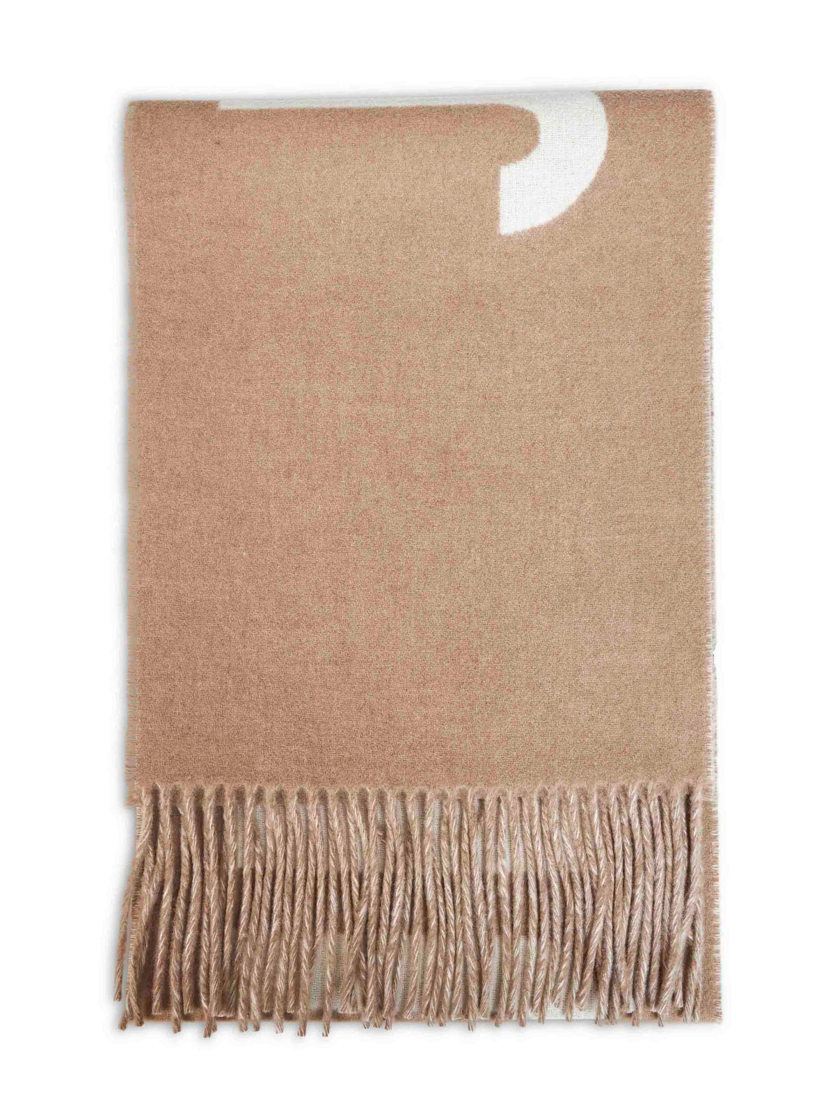 Jacquemus Women Taupe Wool The Jacquemus Fringe Logo Scarf