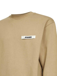 Jacquemus Men Dark Beige Organic Cotton Fleece The Gros Grain Sweatshirt