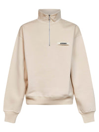 Jacquemus Men Beige The Gros Grain Zipped-Rollneck Sweatshirt