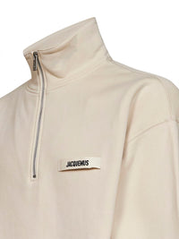 Jacquemus Men Beige The Gros Grain Zipped-Rollneck Sweatshirt