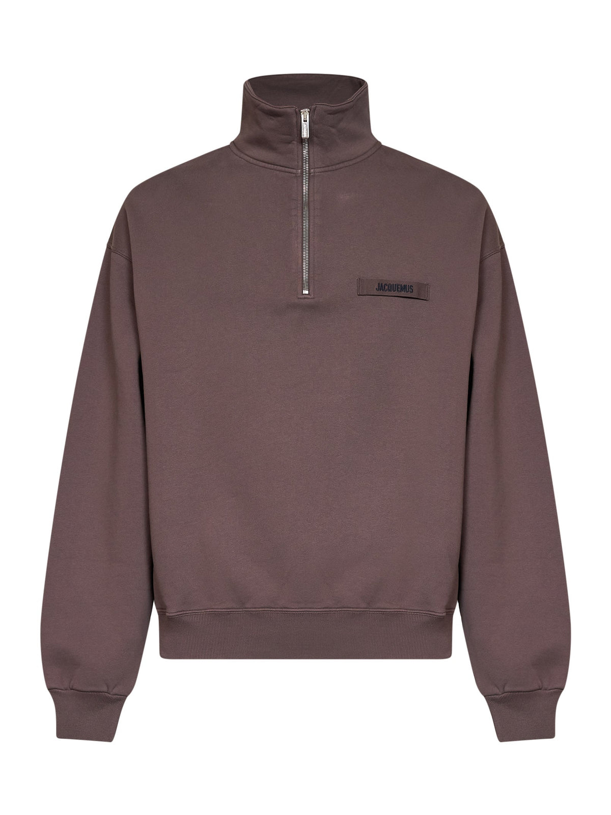 Jacquemus Men Brown The Gros Grain Zipped-Rollneck Sweatshirt