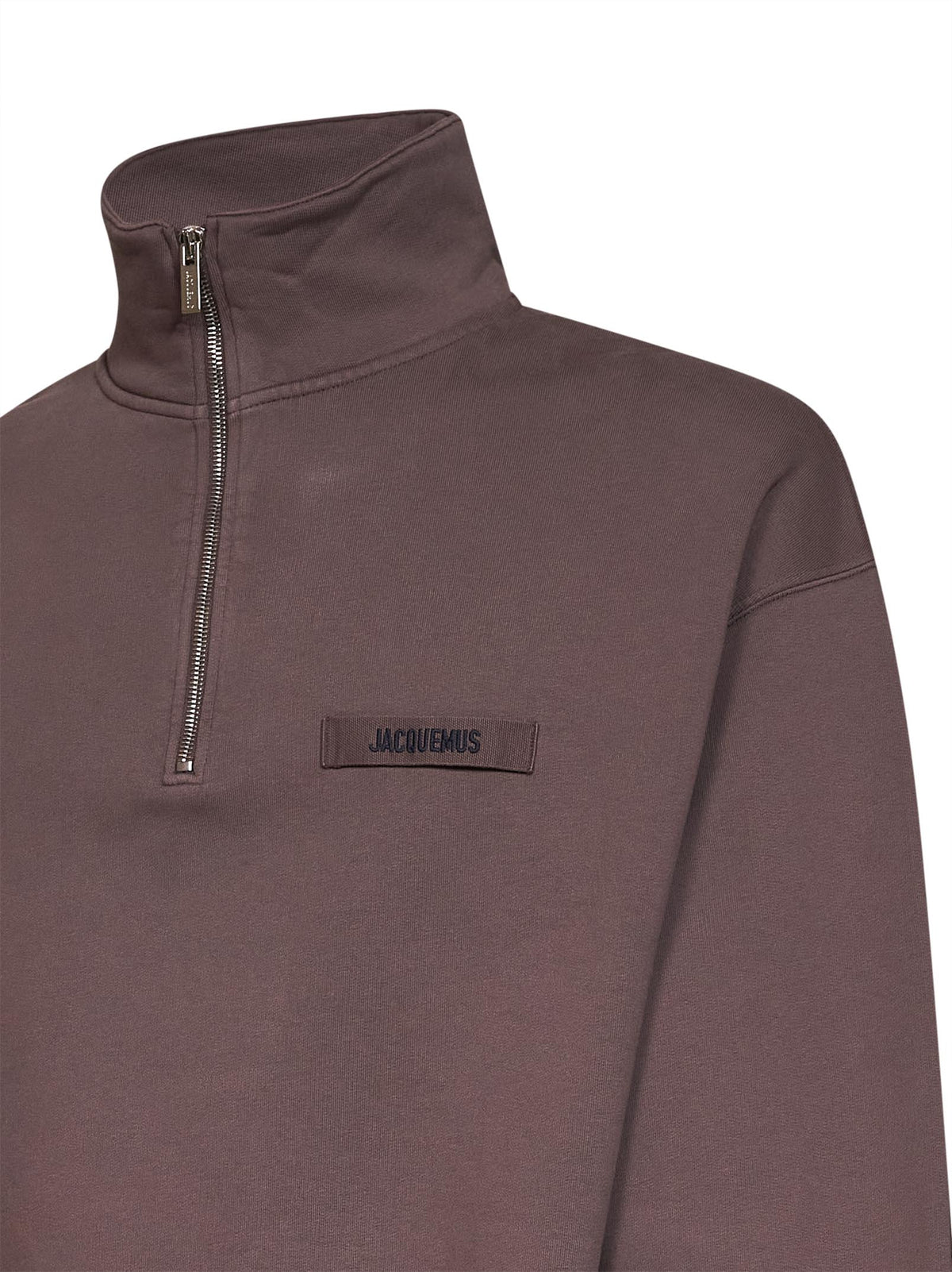 Jacquemus Men Brown The Gros Grain Zipped-Rollneck Sweatshirt