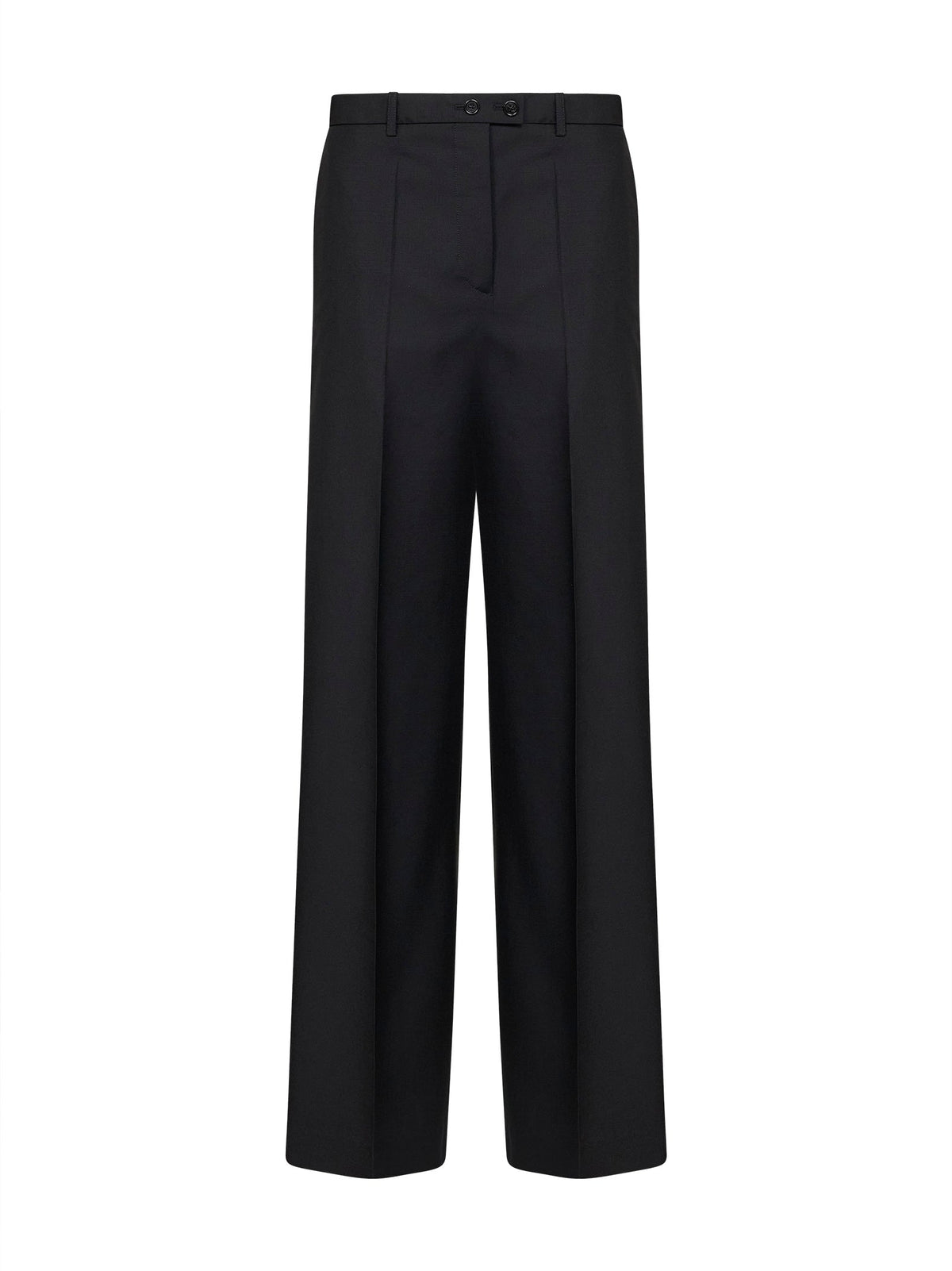 Jil Sander Women Black Wool-Mohair Canvas Wide-Leg Trousers